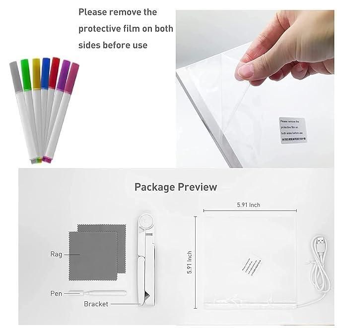 ✨3D LED Light Glass Acrylic Writing pad✨
