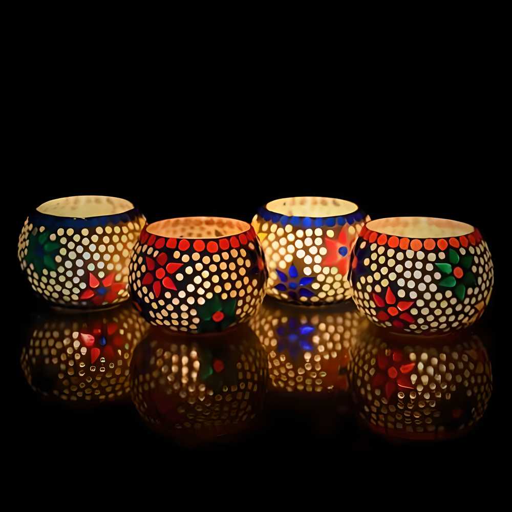 ✨Mosaic Glass Decorative Tea Light Holder - Set of 4✨