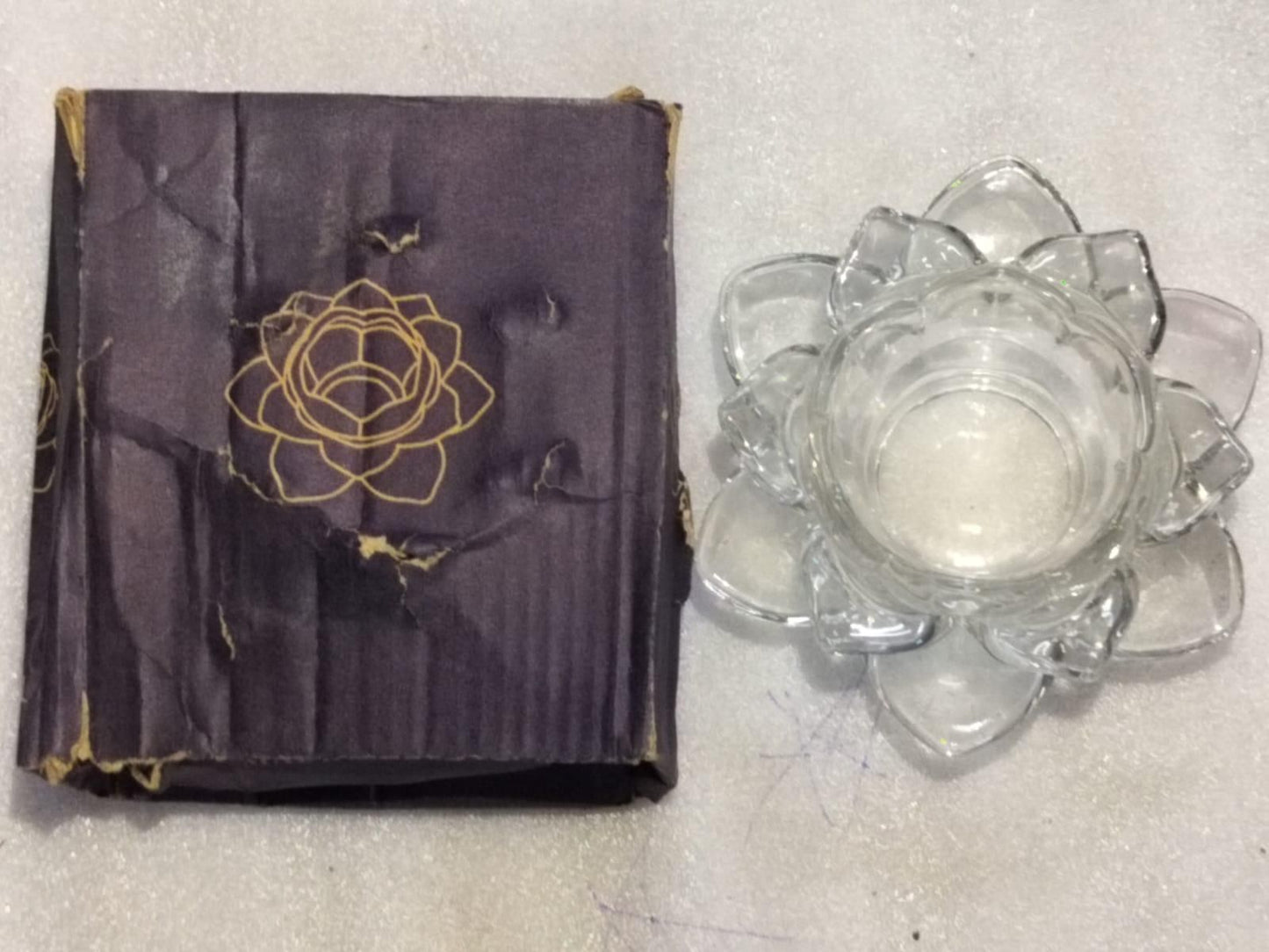 🌟Glass Lotus Flower Tea Light Candle Holder Set🌟