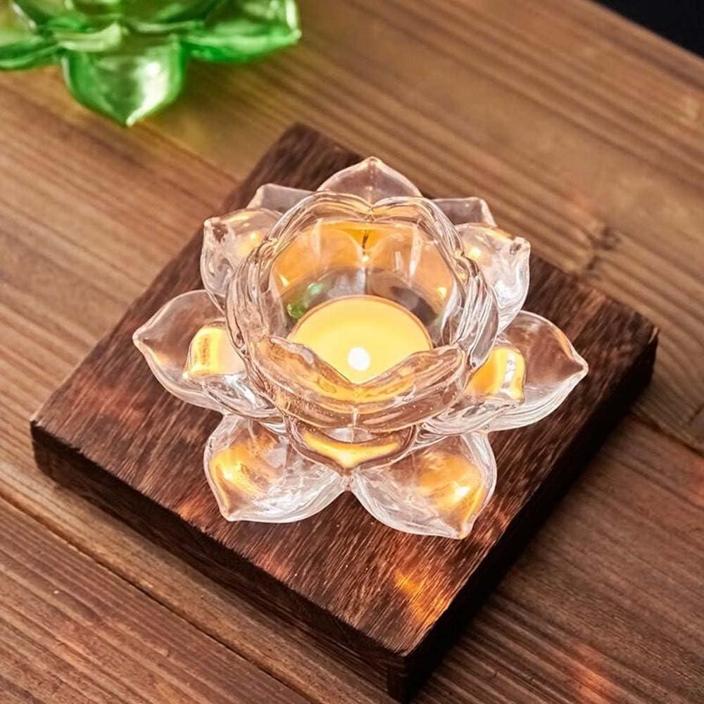 🌟Glass Lotus Flower Tea Light Candle Holder Set🌟