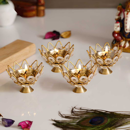 ✨Set of 4 Lotus Shape Crystal Light Holder✨