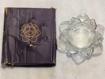 🌟Glass Lotus Flower Tea Light Candle Holder Set🌟
